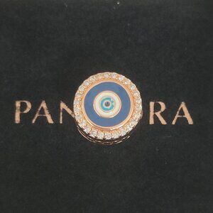 Pandora Evil Eye Double Sided Bead Charm Pendant Rose Gold with box